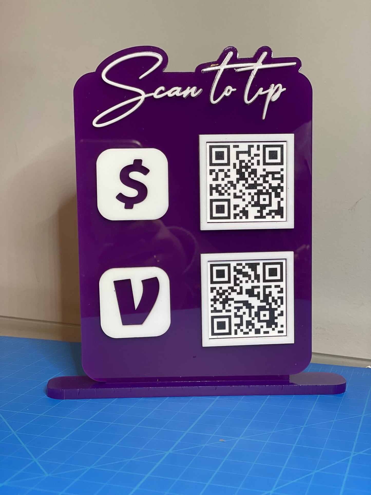 Double QR Code Acrylic Sign