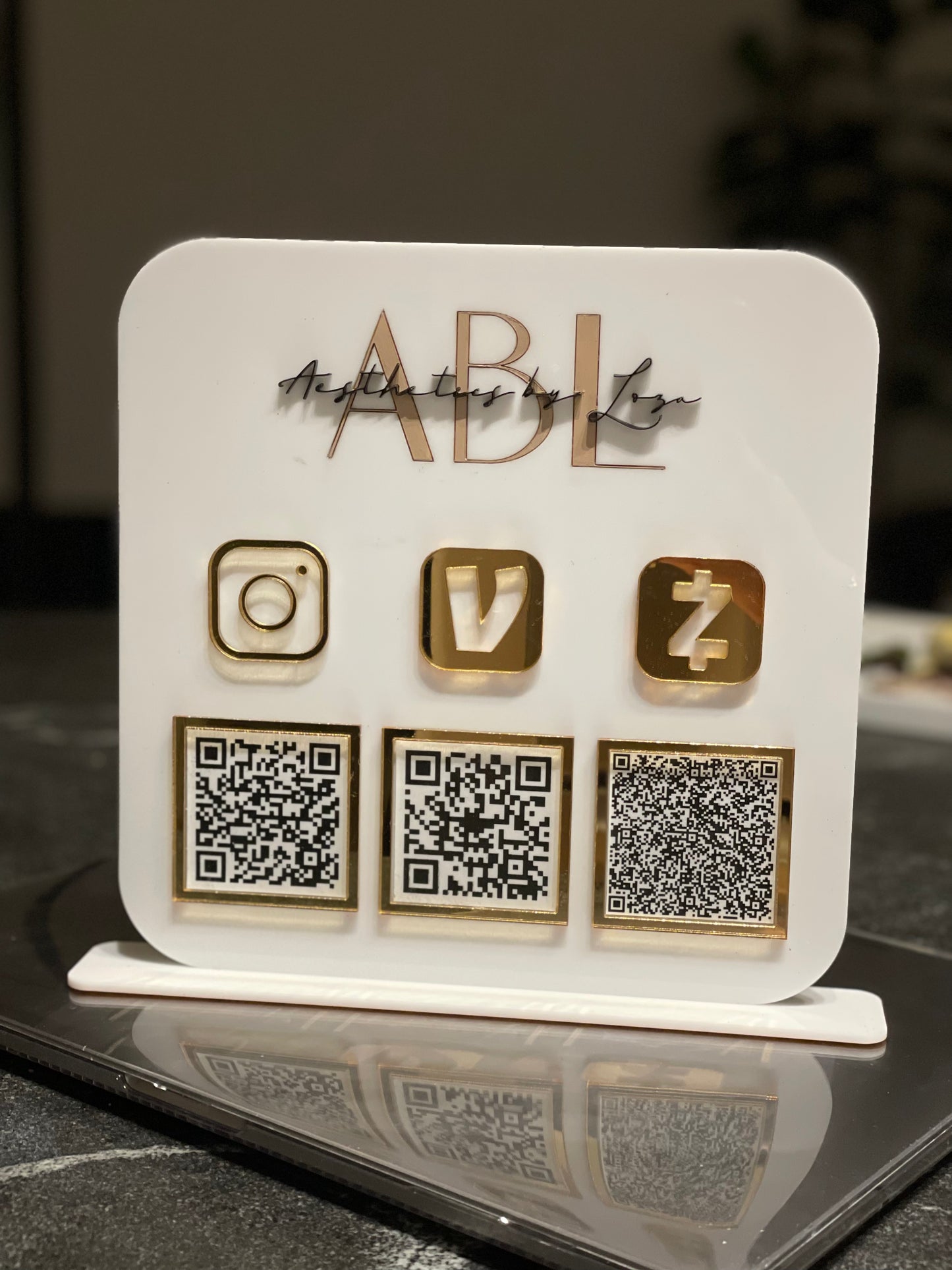 Triple QR Code Acrylic Sign